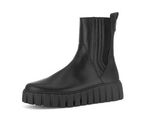 Chelseaboots GABOR "FLORENZ", Damen, Gr. 39, schwarz, Kalbsleder, unifarben, Schuhe Chelseaboots, Plateau, Stiefelette mit Stretcheinsatz außen (38592414-39) schwarz