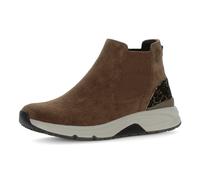Chelseaboots GABOR ROLLINGSOFT, Damen, Gr. 42, braun (cognac), Elastischer Einsatz, Veloursleder, Schuhe Chelseaboots, Plateau, High Top-Sneaker, Schnürschuh mit Grip-Profil (48333511-42) cognac