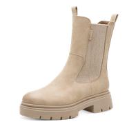 Chelseaboots MARCO TOZZI, Damen, Gr. 36, beige, Lederimitat, unifarben, Schuhe Chelseaboots, Blockabsatz, Stiefelette, mit Stretcheinsatz an der Außenseite (45119259-36) beige