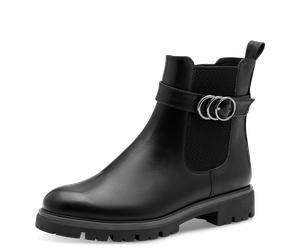 Chelseaboots MARCO TOZZI, Damen, Gr. 37, schwarz, Lederimitat, Schuhe Chelseaboots, Blockabsatz, Stiefelette mit hübscher Zierschnalle (42597553-37) schwarz