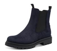 Chelseaboots MARCO TOZZI, Damen, Gr. 38, grau (dunkelblau), Textil, Schuhe Chelseaboots, Blockabsatz, Stiefelette mit Stretcheinsatz an der Außenseite (45212521-38) dunkelblau