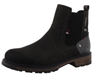 Chelseaboots MUSTANG SHOES "Marian", Herren, Gr. 43, grau (dunkelgrau), Elastischer Einsatz, Lederimitat, Schuhe Chelseaboots, Stiefelette, Boots mit Warmfutter (40761730-43) dunkelgrau