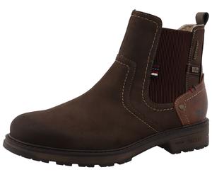 Chelseaboots MUSTANG SHOES "Marian", Herren, Gr. 44, mokka, Elastischer Einsatz, Lederimitat, Schuhe Chelseaboots, Stiefelette, Boots mit Warmfutter (51541448-44)