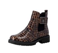 Chelseaboots REMONTE, Damen, Gr. 40, braun kombiniert, Lacklederimitat, Reptilienprägung, Schuhe Chelseaboots, Blockabsatz, Stiefelette, Lackboots in trendiger Optik (88112704-40) braun kombiniert