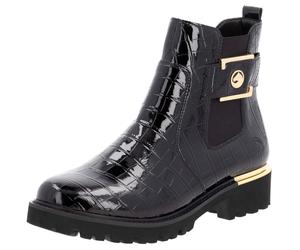 Chelseaboots REMONTE, Damen, Gr. 41, schwarz, Elastischer Einsatz, Lacklederimitat, glänzend, Schuhe Chelseaboots, Blockabsatz, Boots, Stiefelette mit praktischem Innen-Reißverschluss (78165953-41) sc