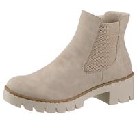 Chelseaboots RIEKER, Damen, Gr. 36, beige (creme), Nubuklederimitat, Schuhe Chelseaboots, mit heller Profilsohle (98220027-36) creme