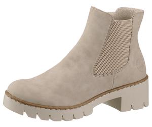 Chelseaboots RIEKER, Damen, Gr. 37, beige (creme), Nubuklederimitat, Schuhe Chelseaboots, mit heller Profilsohle (98220027-37) creme