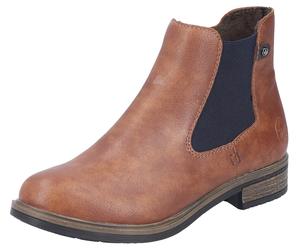 Chelseaboots RIEKER, Damen, Gr. 37, braun, Lederimitat, unifarben, Schuhe Chelseaboots, Schlupfboots, Stiefelette, Blockabsatz, mit wärmendem Textilfutter (36622501-37)