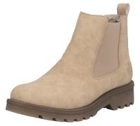 Chelseaboots RIEKER, Damen, Gr. 40, hellbeige, Elastischer Einsatz, Nubuklederimitat, unifarben, Schuhe Chelseaboots, Schlupfboots, Stiefelette, Blockabsatz, mit kuscheligem Warmfutter, Topseller (580