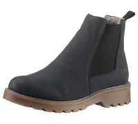 Chelseaboots RIEKER, Damen, Gr. 41, blau (dunkelblau), Elastischer Einsatz, Nubuklederimitat, Schuhe Chelseaboots, Schlupfboots, Stiefelette, Blockabsatz, mit kuscheligem Warmfutter, Topseller (570107