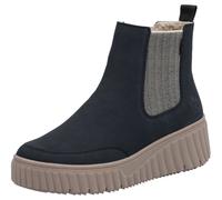Chelseaboots RIEKER, Damen, Gr. 43, blau (nachtblau), Nubuklederimitat, Schuhe Chelseaboots, Schlupfboots, Keilstiefelette mit Anziehlasche (37528768-43)