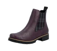 Chelseaboots RIEKER, Damen, Gr. 43, lila (bordeaux, karo), Lederimitat, Schuhe Chelseaboots, Stiefelette, Boots mit kariertem Stretcheinsatz an der Seite (86709422-43) bordeaux, karo