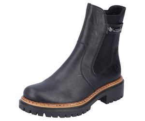 Chelseaboots RIEKER, Damen, Gr. 43, schwarz, Elastischer Einsatz, Lederimitat, Schuhe Chelseaboots, mit feiner Zierkette (35197205-43) schwarz
