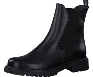 Chelseaboots TAMARIS, Damen, Gr. 36, schwarz, Leder, schimmernd, unifarben, Basic, Schuhe Chelseaboots, Blockabsatz, Schlupfboots mit beidseitigen Stretcheinsätzen, Topseller (87719239-36) schwarz