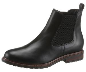 Chelseaboots TAMARIS, Damen, Gr. 36, schwarz, Leder, schimmernd, unifarben, Schuhe Chelseaboots, Businessschuh, Chelsea Boot im klassischen Look, schmale Form (66140432-36) schwarz