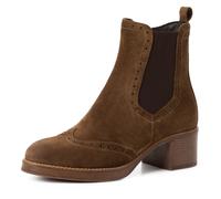 Chelseaboots TAMARIS, Damen, Gr. 37, braun, Leder, Lyralochung, unifarben mit Farbeinsatz, Schuhe Chelseaboots, Blockabsatz, Stiefelette mit Innenreißverschluss und Stretcheinsatz (60521052-37) braun