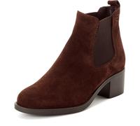 Chelseaboots TAMARIS, Damen, Gr. 37, braun (mokka), Elastischer Einsatz, Veloursleder, Schuhe Chelseaboots, Blockabsatz, Stiefelette, Businessschuh in schmaler Form (90256369-37) mokka