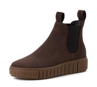 Chelseaboots TAMARIS, Damen, Gr. 37, mokka, Elastischer Einsatz, Nubukleder, unifarben, Schuhe Chelseaboots, Plateaus, Herbstboots mit zwei Anziehlaschen (16083006-37) mokka