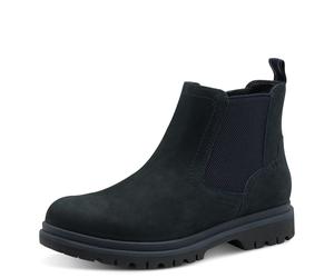 Chelseaboots TAMARIS, Damen, Gr. 37, navy, Elastischer Einsatz, Nubukleder, unifarben, Schuhe Chelseaboots, Blockabsatz, Basicboots, Stiefelette mit dezenten Ziernähten (89770332-37) navy
