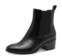 Chelseaboots TAMARIS, Damen, Gr. 37, schwarz, Elastischer Einsatz, Glattleder, unifarben, Schuhe Chelseaboots, Blockabsatz, Westernstiefelette mit Stretcheinsatz außen (55642628-37) schwarz