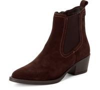 Chelseaboots TAMARIS, Damen, Gr. 37, Textil, braun (mokka), Elastischer Einsatz, Veloursleder, unifarben, Schuhe Chelseaboots, Blockabsatz, Cowboy Stiefelette, Westernstiefelette mit Gummizug (1243766