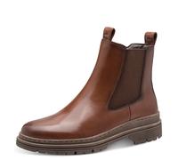 Chelseaboots TAMARIS, Damen, Gr. 38, beige (dunkelbraun), Glattleder, Schuhe Chelseaboots, Blockabsatz, Stiefelette mit Stretcheinsatz an der Außenseite (54491525-38) dunkelbraun