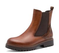 Chelseaboots TAMARIS, Damen, Gr. 38, cognac, Leder, Lederimitat, Schuhe Chelseaboots, Blockabsatz, Stiefelette mit Kontrast-Rahmennaht (75018005-38)