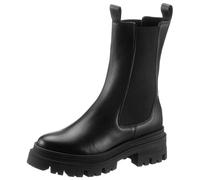 Chelseaboots TAMARIS, Damen, Gr. 38, schwarz, Elastischer Einsatz, Glattleder, schimmernd, unifarben, Basic, Schuhe Chelseaboots, Blockabsatz, Schlupfboot, Chelseaboot für Damen (35923350-38) schwarz