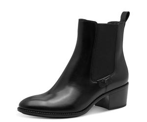 Chelseaboots TAMARIS, Damen, Gr. 38, schwarz, Elastischer Einsatz, Glattleder, unifarben, Schuhe Chelseaboots, Blockabsatz, Westernstiefelette mit Stretcheinsatz außen (55642628-38) schwarz