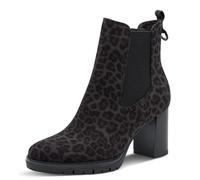 Chelseaboots TAMARIS, Damen, Gr. 38, schwarz (grau leo), Textil, Veloursleder, Schuhe Chelseaboots, Blockabsatz, Stiefelette im angesagten Leo-Look (54479508-38) grau leo
