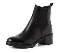 Chelseaboots TAMARIS, Damen, Gr. 38, schwarz, Glattleder, Lyralochung, schimmernd, unifarben, Schuhe Chelseaboots, Blockabsatz, Stiefelette mit Innenreißverschluss und Stretcheinsatz (43064965-38) sch