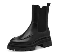 Chelseaboots TAMARIS, Damen, Gr. 39, wärmend, beige (schwarz), Elastischer Einsatz, Glattleder, unifarben, Schuhe Chelseaboots, Blockabsatz, Stiefelette mit angesagter Mokassinnaht (64457331-39) schwa