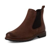 Chelseaboots TAMARIS, Damen, Gr. 40, dunkelbraun, Elastischer Einsatz, Nubukleder, kontrastfarbene Details, unifarben mit Farbeinsatz, Schuhe Chelseaboots, Blockabsatz, Stiefelette, Businesschuh, Schl