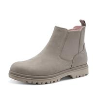 Chelseaboots TAMARIS, Damen, Gr. 40, grau (hellgrau), Elastischer Einsatz, Nubukleder, unifarben, Schuhe Chelseaboots, Blockabsatz, Basicboots, Stiefelette mit dezenten Ziernähten (64071834-40) hellgr