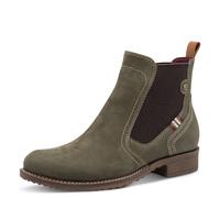 Chelseaboots TAMARIS, Damen, Gr. 40, olivgrün, Leder, Schuhe Chelseaboots, Blockabsatz, Stiefelette mit Kontrastnähten und Kontrastdetails (51761152-40)