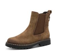 Chelseaboots TAMARIS, Damen, Gr. 41, camel, Veloursleder, unifarben, Basic, Schuhe Chelseaboots, Blockabsatz, Stiefelette mit Stretcheinsatz an der Außenseite (43952256-41) camel