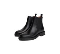 Chelseaboots TOMMY HILFIGER "CORPORATE CASUAL LTH CHELSEA", Herren, Gr. 42, schwarz, Elastischer Einsatz, Nappaleder, unifarben, Schuhe Chelseaboots, Blockabsatz, Stiefelette mit beidseitigem Stretche