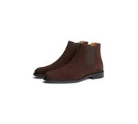 Chelseaboots TOMMY HILFIGER "CORPORATE DRESSY SUEDE CHELSEA", Herren, Gr. 43, braun (dunkelbraun), Elastischer Einsatz, Veloursleder, Schuhe Chelseaboots, Blockabsatz, Stiefelette mit beidseitigem Str