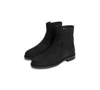 Chelseaboots TOMMY HILFIGER "ENAMEL FLAG SUEDE ANKLE CHELSEA", Damen, Gr. 41, schwarz (dunkelblau), Elastischer Einsatz, Veloursleder, Schuhe Chelseaboots, Blockabsatz, Businessboots mit breitem Stret