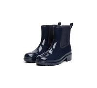 Chelseaboots TOMMY HILFIGER "FLAG HARDWARE RAINBOOT", Damen, Gr. 40, blau (dunkelblau), Synthetik, unifarben, Schuhe Chelseaboots, Blockabsatz, Schlupfboots, Gummistiefel mit Logo-Emblem (84953966-40)