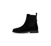 Chelseaboots TOMMY HILFIGER "FLAG SUEDE CHELSEA BOOT", Damen, Gr. 39, schwarz, Elastischer Einsatz, Veloursleder, Schuhe, Stiefelette, Businessschuh mit Hardcover-Flagge an der Ferse (96168054-39) sch