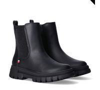 Chelseaboots TOMMY HILFIGER, Mädchen, Gr. 35, schwarz, Lederimitat, Textil, Schuhe Chelseaboots, Herbstboots, Stiefelette mit Stretcheinsatz an der Außenseite (87538564-35) schwarz