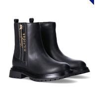 Chelseaboots TOMMY HILFIGER, Mädchen, Gr. 36, schwarz, Lederimitat, Textil, Schuhe Chelseaboots, Stiefelette mit Zierreißverschluss an der Außenseite (46205526-36) schwarz