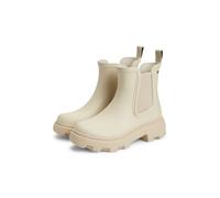 Chelseaboots TOMMY HILFIGER "RUBBER FLAG CLEATED RAINBOOT", Damen, Gr. 39, beige, Elastischer Einsatz, Gummi, kontrastfarbene Details, unifarben, Schuhe Chelseaboots, Stiefelette, Rainboots mit beidse