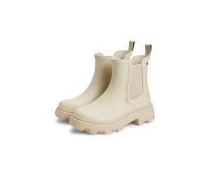 Chelseaboots TOMMY HILFIGER "RUBBER FLAG CLEATED RAINBOOT", Damen, Gr. 39, beige, Elastischer Einsatz, Gummi, kontrastfarbene Details, unifarben, Schuhe Chelseaboots, Stiefelette, Rainboots mit beidse