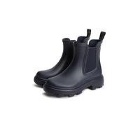 Chelseaboots TOMMY HILFIGER "RUBBER FLAG CLEATED RAINBOOT", Damen, Gr. 41, blau (dunkelblau), Elastischer Einsatz, Gummi, kontrastfarbene Details, unifarben, Schuhe Chelseaboots, Stiefelette, Rainboot