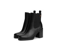 Chelseaboots TOMMY HILFIGER "SQUARE TOE CHELSEA HIGH BLOCK HL", Damen, Gr. 41, schwarz, Elastischer Einsatz, Leder, unifarben, Schuhe Chelseaboots, Blockabsatz, Stiefelette mit beidseitigem Strecheins