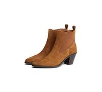 Chelseaboots TOMMY HILFIGER "SUEDE WESTERN CHELSEA BOOT", Damen, Gr. 39, hellbraun, Elastischer Einsatz, Veloursleder, Schuhe Chelseaboots, Trichterabsatz, Westerstiefelette mit breitem Stretcheinsatz