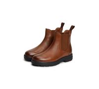 Chelseaboots TOMMY HILFIGER "TH FLAG OUTDOOR CHELSEA BOOT", Damen, Gr. 38, braun (cognac), Elastischer Einsatz, Nappaleder, Schuhe Chelseaboots, Blockabsatz, Schlupfboots mit beidseitigem Stretcheinsa