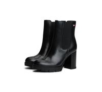 Chelseaboots TOMMY JEANS "TJW CHELSEA HIGH HEEL BOOTS", Damen, Gr. 39, schwarz, Leder, unifarben, Basic, Schuhe Chelseaboots, Ankle Boots, Plateaustiefeletten mit Stretcheinsatz und Logoflagge (501489